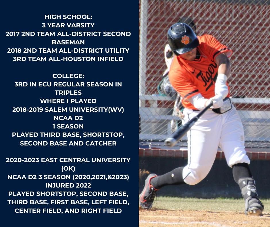 Michael Rosario, baseball trainer at Train Station Baseball Academy in Argyle TX, in action at bat during college career